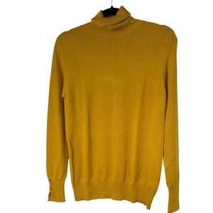 Formula Joven Turtleneck Sweater Gold Yellow Ribbed Long Sleeve Minimalist